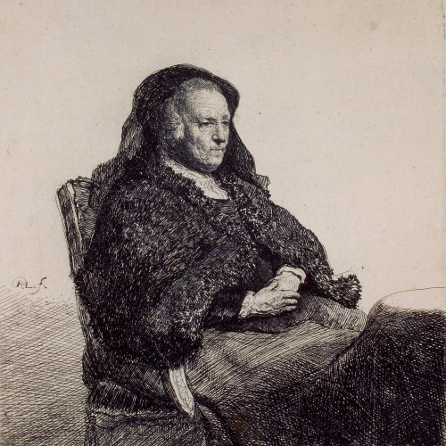 La Mère de Rembrandt assise près d'une table
2e état