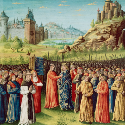 Deuxième croisade : Louis VII prend la croix à Vézelay, en présence de l’évêque de Versailles et de saint Bernard