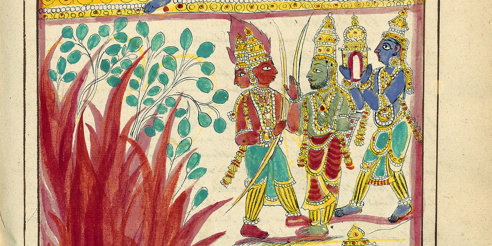 Krishna ordonne à Vishvakarman de bâtir une ville ; Agni consulte les médecins des dieux ; Krishna s’en retourne à Dwarka avec Kalindi la fille du soleil