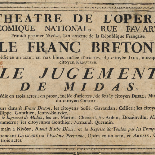 Affiche de l’Opéra-Comique national, 1797