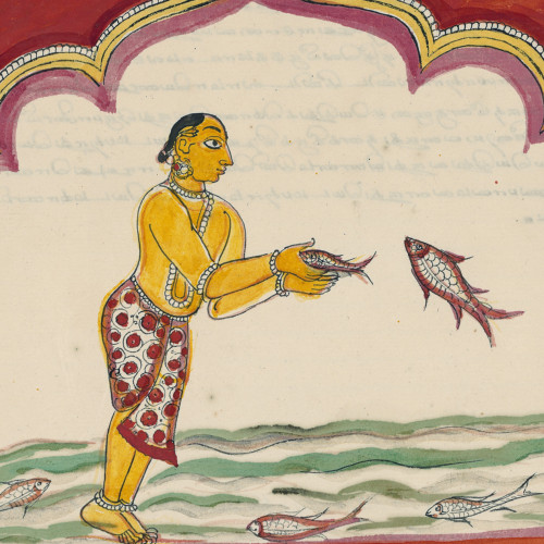 Satyavrata et le poisson qui grandit démesurément
