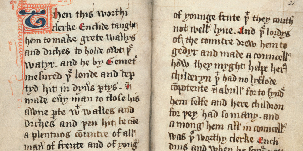 Manuscrit Cooke, entre 1425 et 1450, lignes 463 à 490