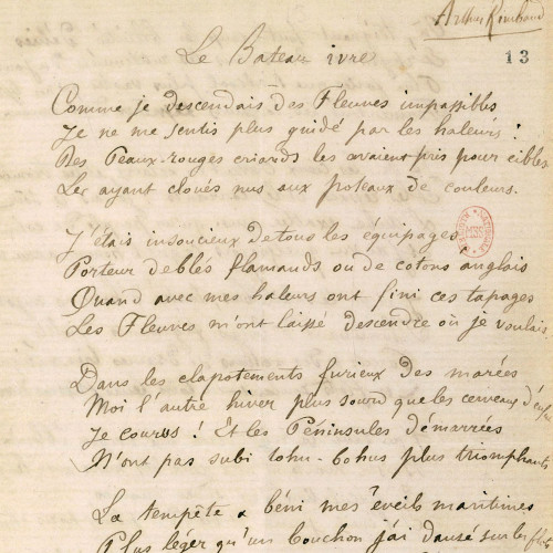 Première page du manuscrit du Bateau ivre