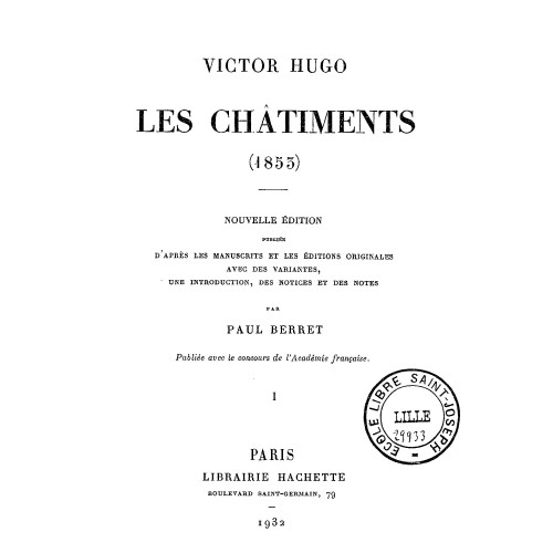 Les châtiments (1853). Victor Hugo
