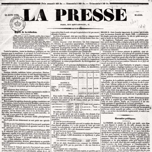 Premier numéro du journal La Presse