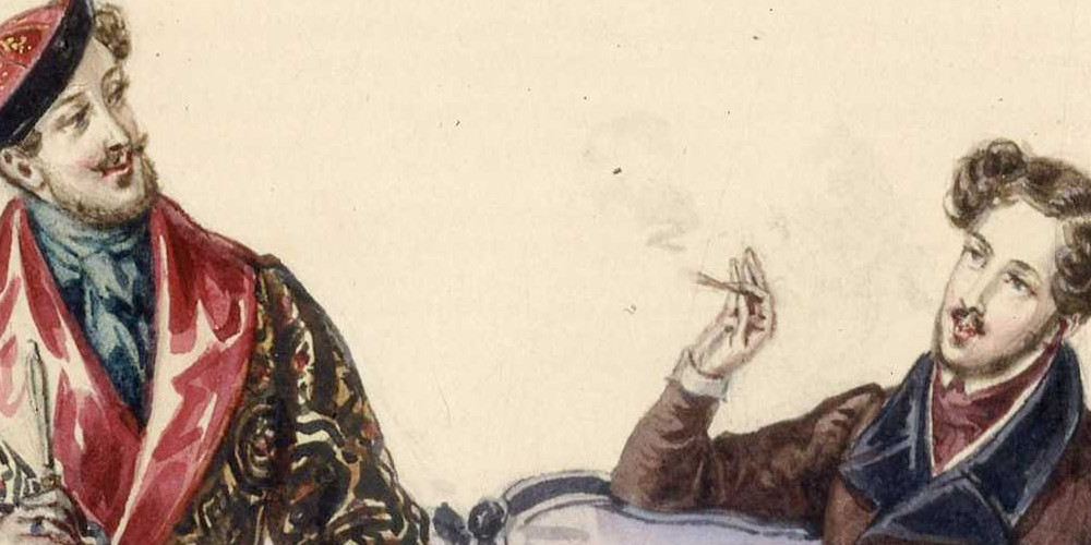 Deux hommes, dont un en robe de chambre