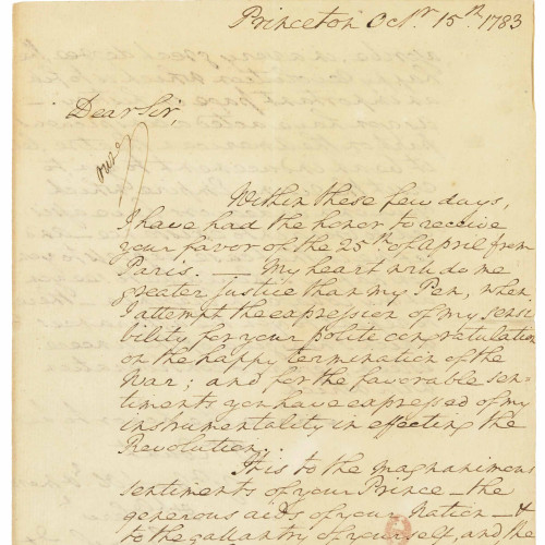Lettre de George Washington au comte Louis-Marie de Noailles