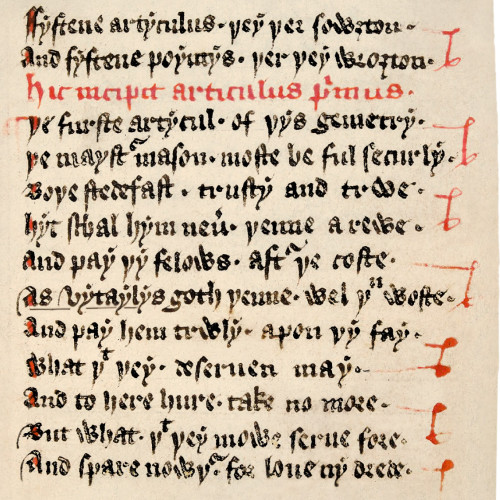 La plus ancienne copie des statuts et règlements des maçons médiévaux