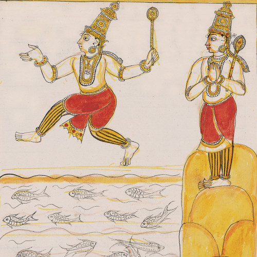 Le général Virabahu saute de la montagne Gandhamadana et traverse la mer