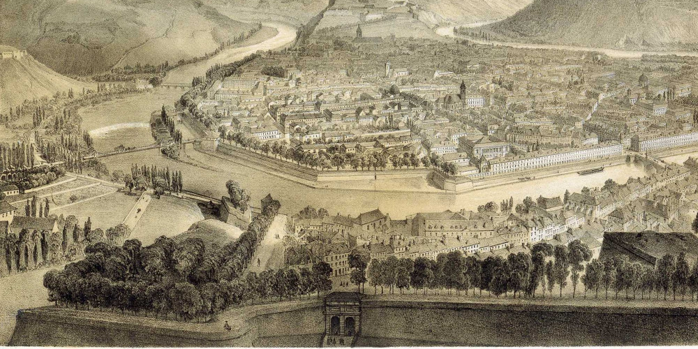 Besançon, vue prise au-dessus de la Porte Battant