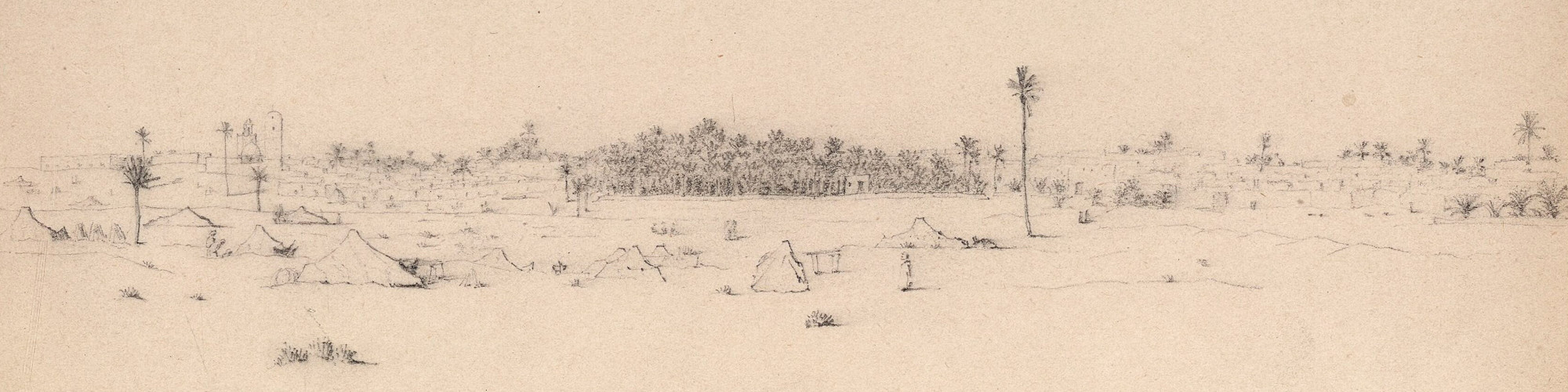 Vue des bourgades de Touggourt & de Nelza, prise de la route de Touggourt à Temasin, 5 décembre 1885