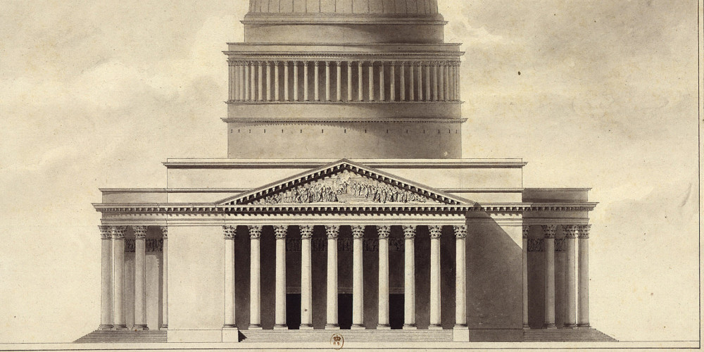Projet de l’église de la Madeleine, assujetti aux fondations de l’ancien architecte. N°2, élévation géométrale