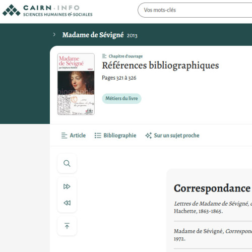 Mme de Sévigné, références bibliographiques, vignette Cairn