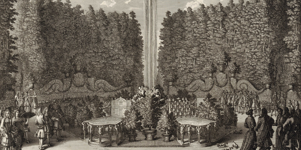 Collation donnée dans les jardins de Versailles, gravure de Jean Lepautre