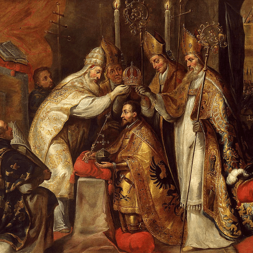 Le couronnement de Charles Quint par le pape Clément VII dans la cathédrale de Bologne