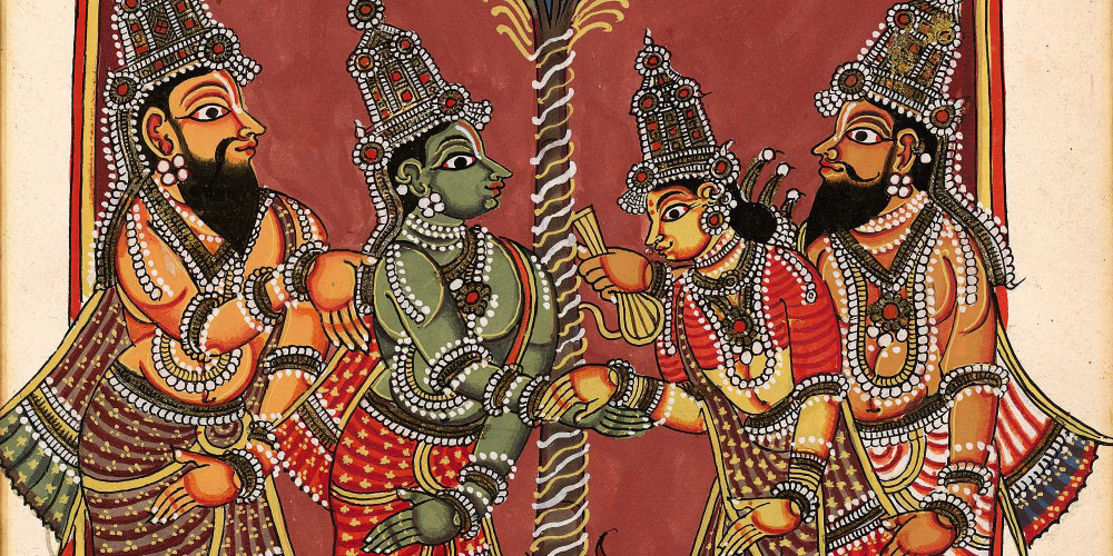 Mariage de Rama et Sita en présence du roi et de Vasishtha