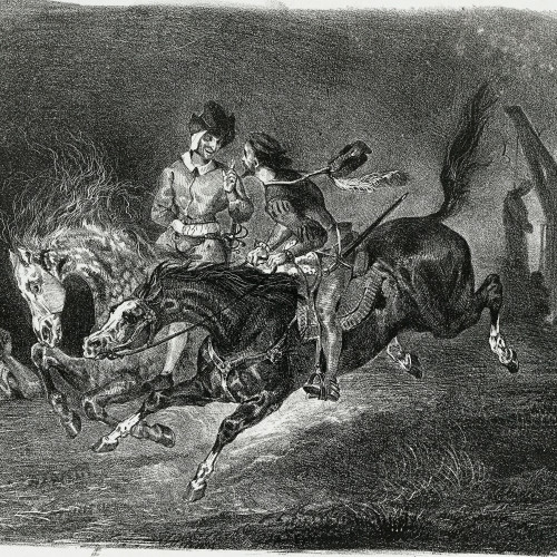 Faust et Méphistophélès galopant dans la nuit de sabbat