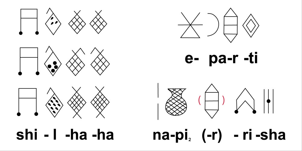 Trois noms propres en écriture élamite linéaire : Shilhaha, Eparti et Napiresha