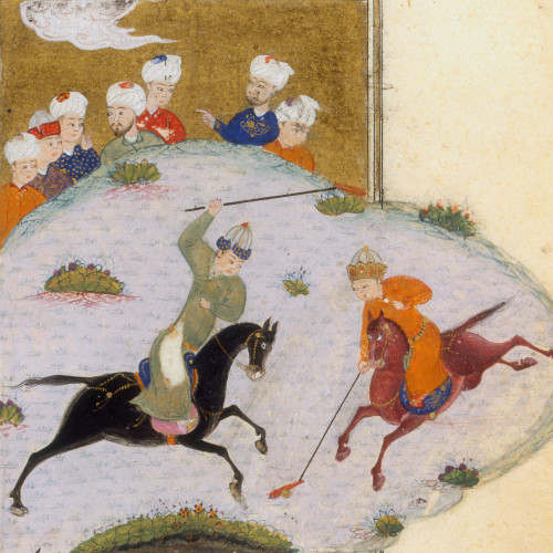 Mehr affronte le roi Kayvan au jeu de polo
 