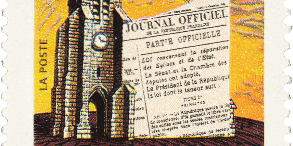 Timbre édité par la poste à l’occasion de la commémoration du centenaire de l’adoption de la loi de 1905