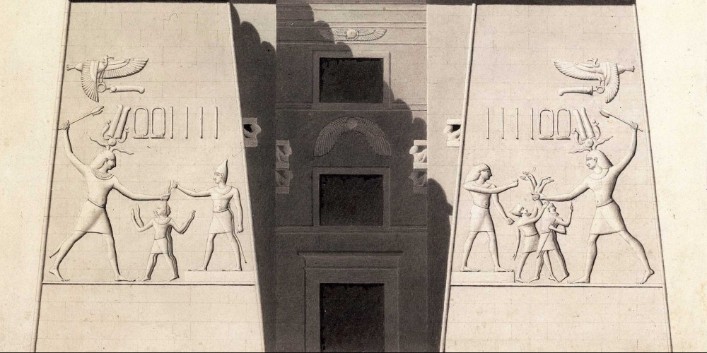 Élévation du palais de Ramsès III, Thèbes, Médinet Habou
