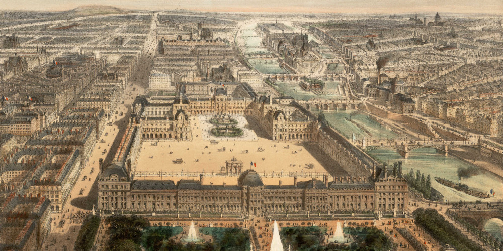 La rue de Rivoli face au Louvre et aux Tuileries