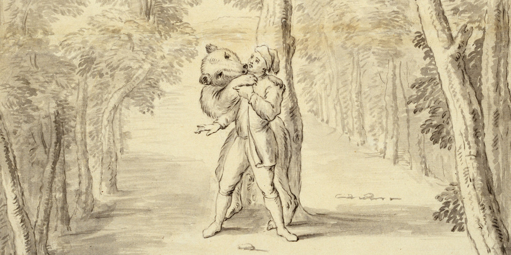 Moron-Molière avec l’ours dans La Princesse d’Élide