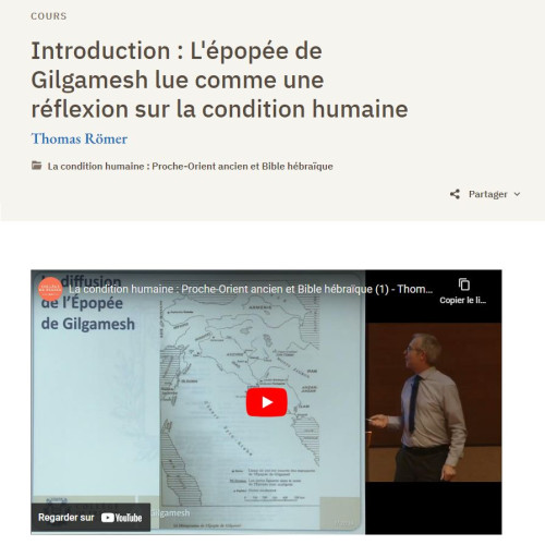 L'épopée de Gilgamesh lue comme une réflexion sur la condition humaine