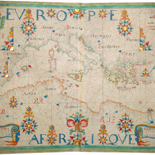 Carte de la Méditerranée faictte par Roussin sur le dessain de Jasques Collomb et Jaques Anthoine Ollandois