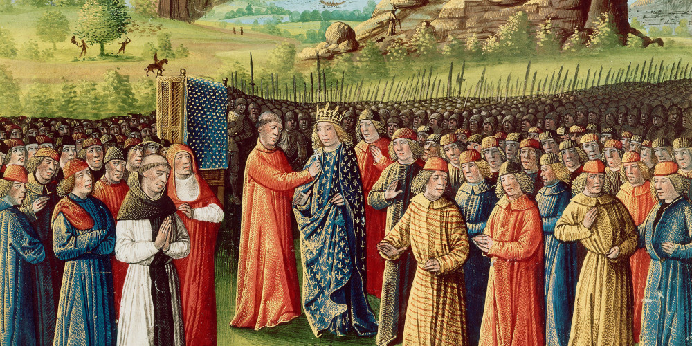 Deuxième croisade : Louis VII prend la croix à Vézelay, en présence de l’évêque de Versailles et de saint Bernard