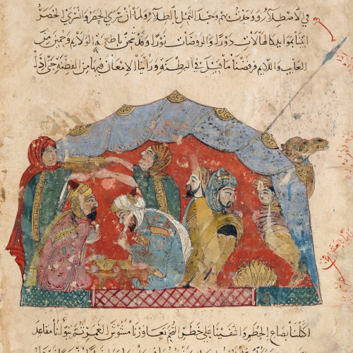 Séance 44 : Al-Hârith est invité à un festin sous une tente où Abû Zayd récite d’étranges devinettes aux invités