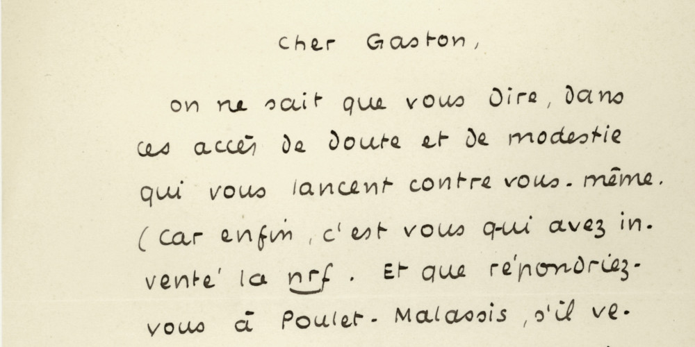 Lettre de Jean Paulhan à Gaston Gallimard