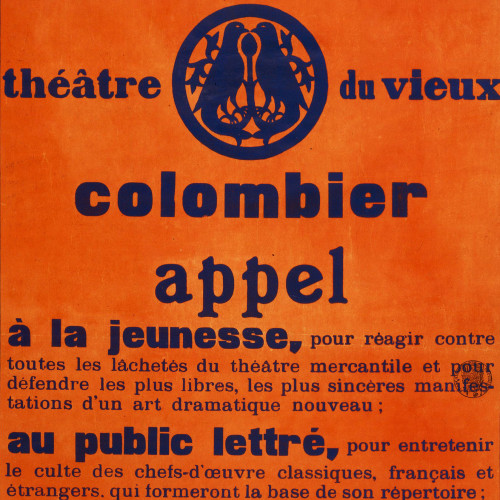 Affiche manifeste du Théâtre du Vieux-Colombier : Appel à la jeunesse