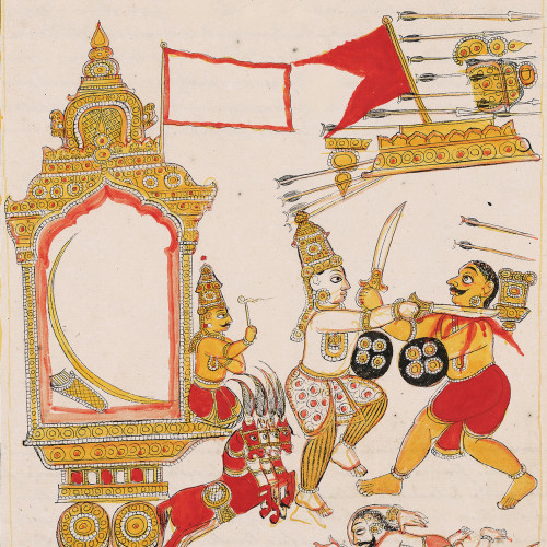 Virabahu blesse le géant Hiranyasura