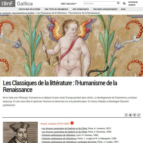 Les Classiques de la littérature : l'humanisme et la Renaissance - Vignette Gallica