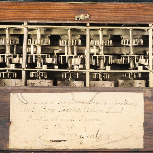Machine arithmétique de Pascal dédiée au chancelier Séguier