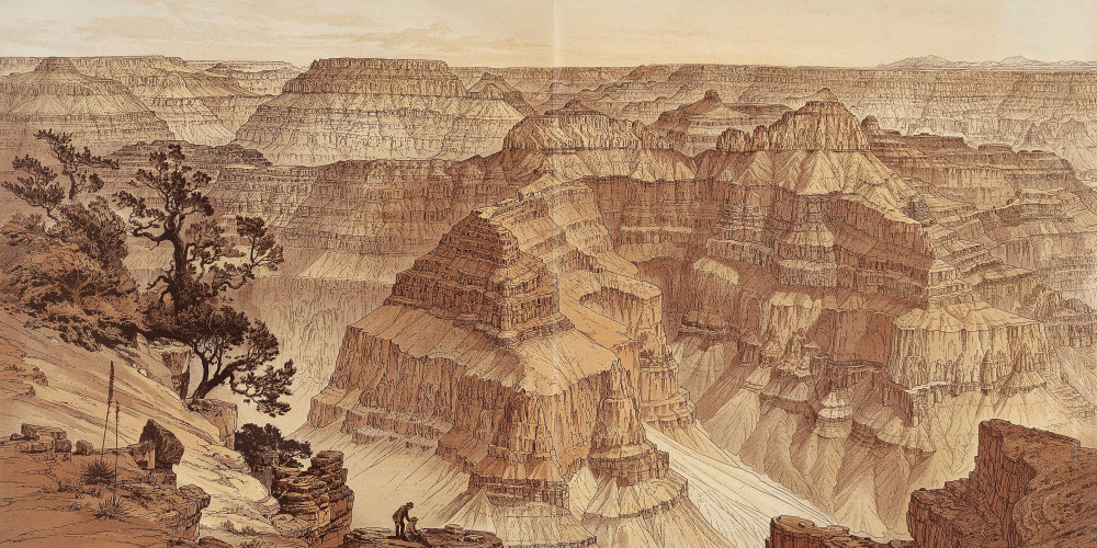 Représentation du Canyon du Colorado depuis le Point Sublime