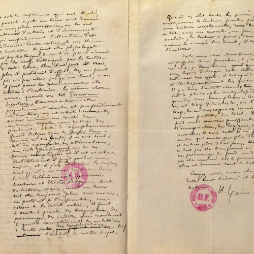 Lettre de Taine à Zola