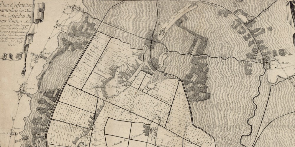 Plan et description particuliere des maraits desseichés du petit Poictou