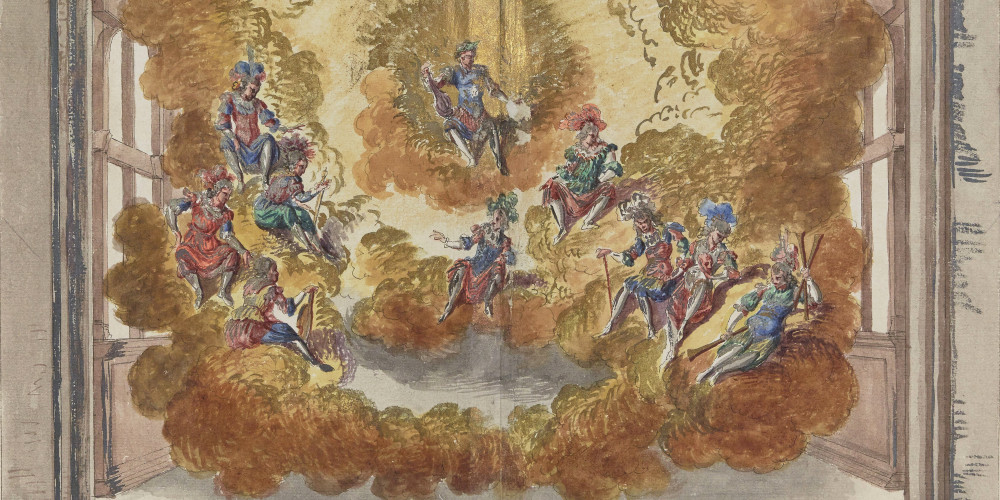 Anonyme, Dernière entrée du Ballet des Fêtes de Bacchus : Apollon et les neuf Muses (quatrième décor), 1651