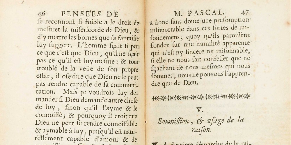 Blaise Pascal, Pensées de M. Pascal sur la religion et sur quelques autres sujets, qui ont esté trouvées aprés sa mort parmy ses papiers