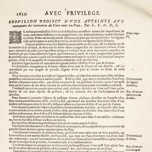 Brouillon projet d’une atteinte aux événements des rencontres du cône avec un plan