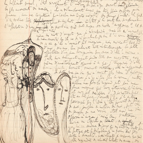 Manuscrit de Du côté de chez Swann doté de dessins de Marcel Proust