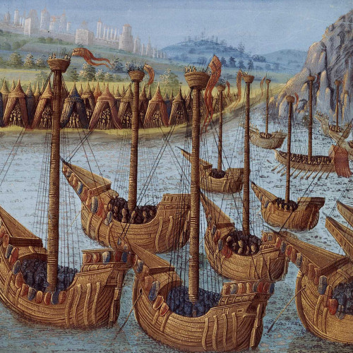 La flotte des croisés devant Byzance