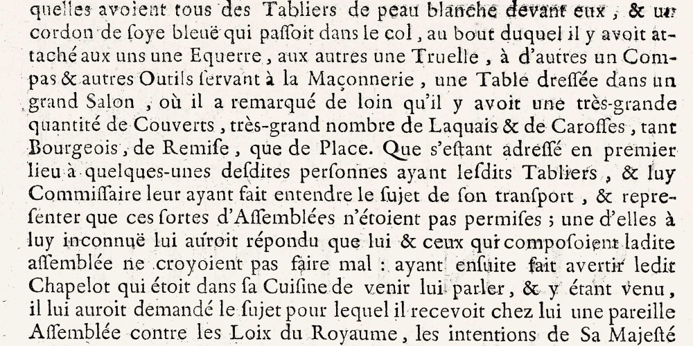 1737 : le chef de la police parisienne interdit les réunions de francs-maçons
