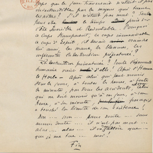 Dernière page du manuscrit autographe