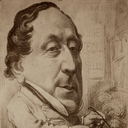Portrait-charge de Gioachino Antonio Rossini, compositeur, en cuisinier