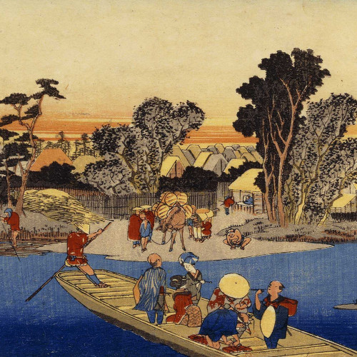 Kawasaki : Le bac de la rivière (Rokugô watashibune)