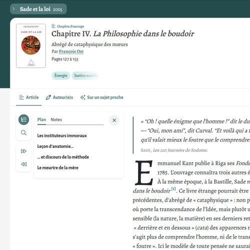 Sade et la loi. La Philosophie dans le boudoir (CAIRN)