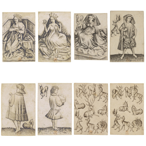 Cartes à motifs animaliers, par le Maitre des cartes à jouer, Daims et cerfs